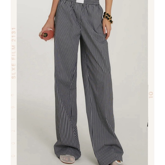 Casual Striped Wide Leg Pants in Black and White Stripes - Picture 1 of 3